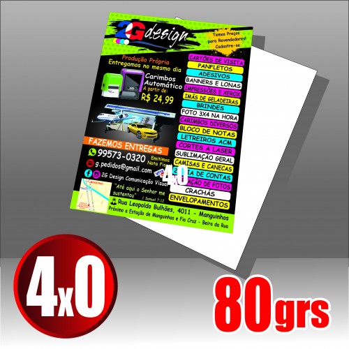 Panfleto 10x14 Couche 80grs - 4/0 - Só Frente