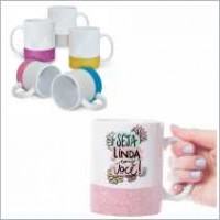 Caneca Branca Tarja Gliter 