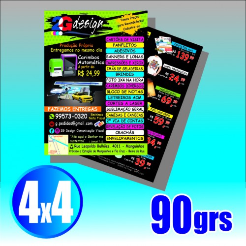 Panfleto 10x14 Couche 90grs - 4/4 - Frente e Verso