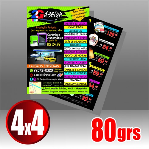 Panfleto 10x14 Couche 80grs - 4/4 - Frente e Verso